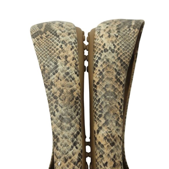Libby Edelman Snakeskin Print Flats Women 8.5 M Golden Bronze Bow Toe Rhinestone - Picture 16 of 16